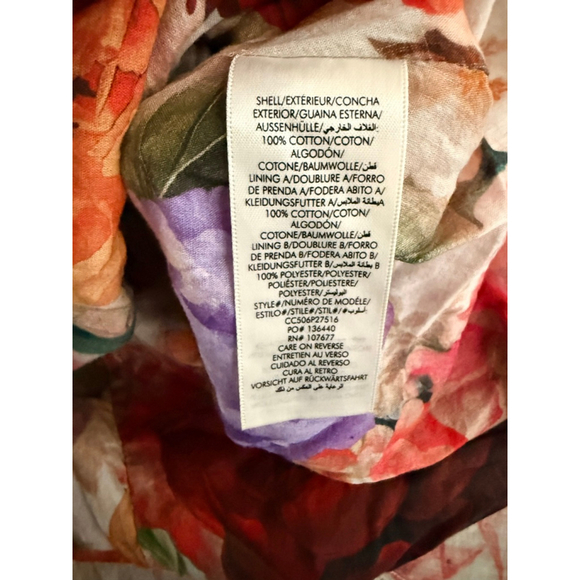 Alice + Olivia Floral Lace Trim Puff Sleeve Mini Dress NWT Size 6 - Picture 11 of 12